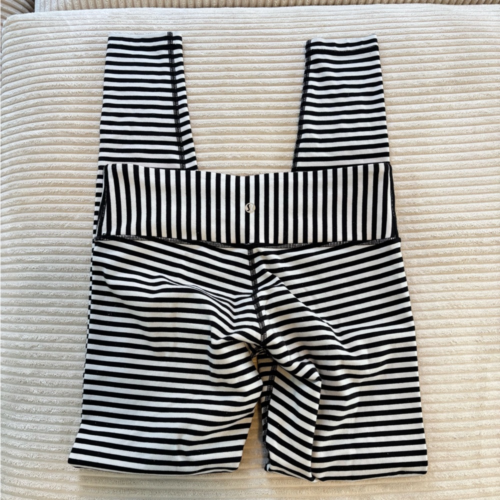 lululemon athletica Black and White Striped Leggings - Picture 3 of 5